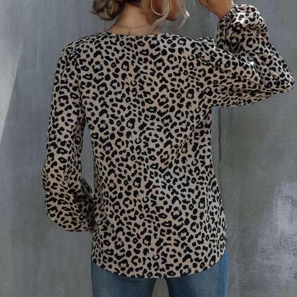 Leopard Print V neck Blouse - Picture 4 of 4